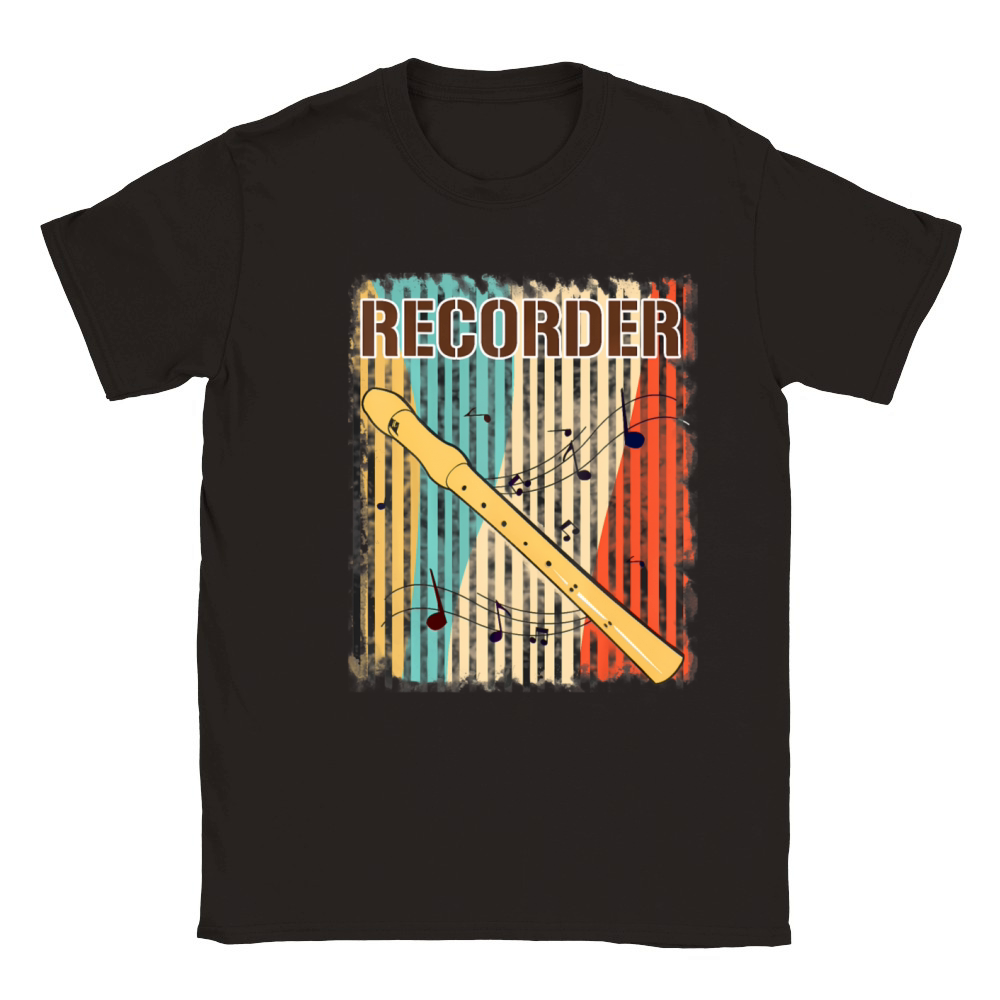Vintage Recorder Music Instrument Classic Kids Crewneck T-shirt