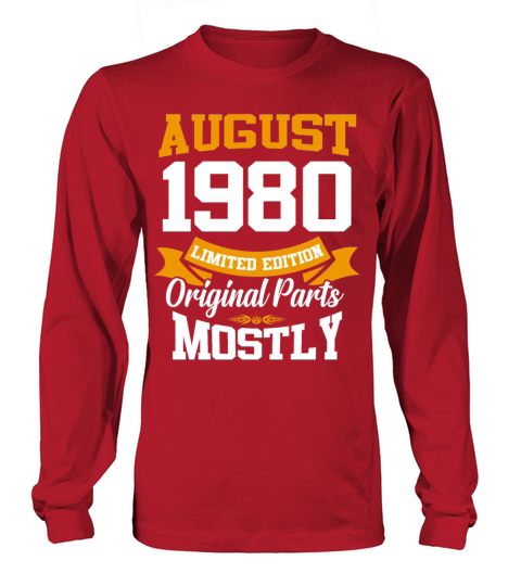 August 1980 Vintage Birthday Present Long sleeved Unisex