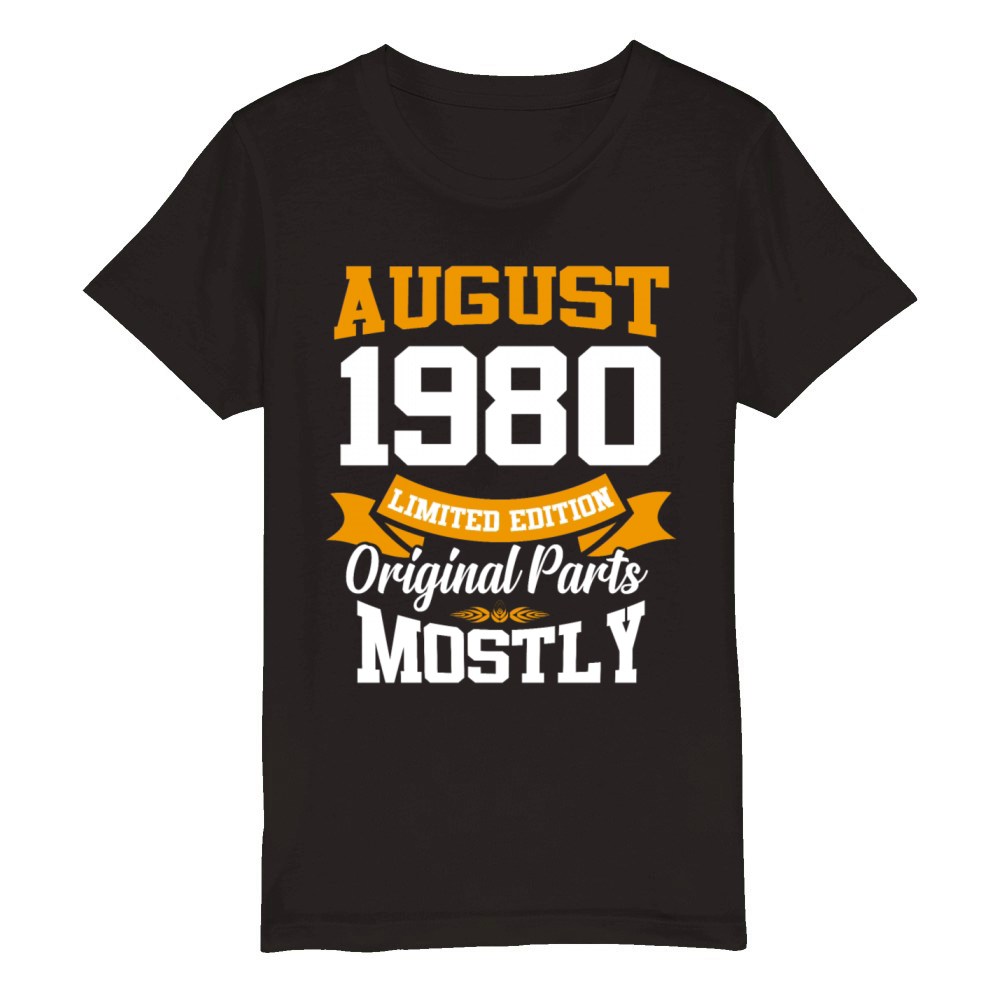August 1980 Vintage Birthday Present Organic Kids Crewneck T-shirt