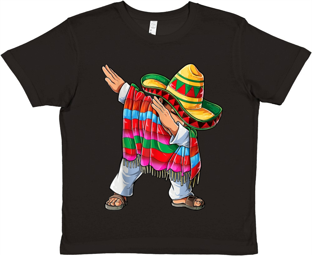 Dabbing Boys Men Mexican Dab Sombrero Poncho Cinco Premium Kids Crewneck T-shirt