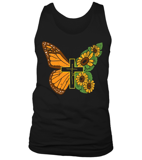 Butterfly Sunflower Cross Faith God Jesus Tank Top Unisex