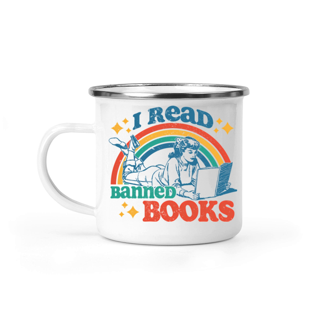 I Read Banned Books Book Retro Camping Mug