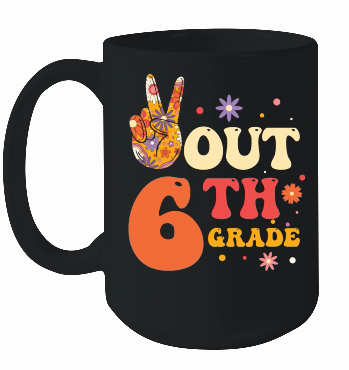 Peace Out 6th Grade Hippie Ceramic Mug