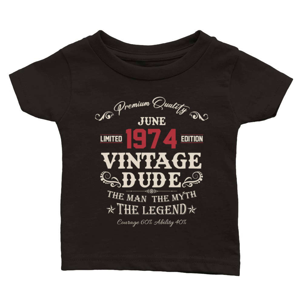 June 1974 Vintage Birthday Present Classic Baby Crewneck T-shirt