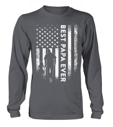 Vintage Usa Flag Best Papa Ever Funny Fathers Day Long sleeved Unisex