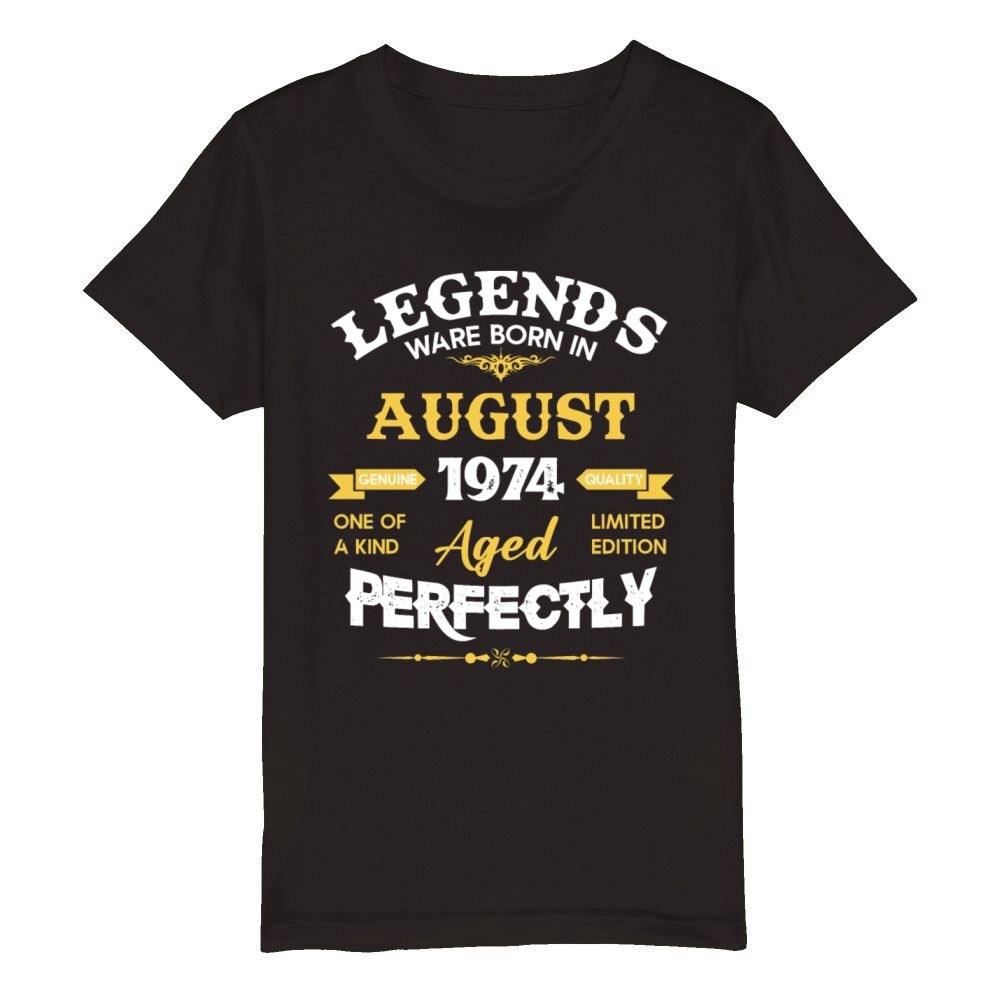 Vintage Aged To Perfection August 1974 Organic Kids Crewneck T-shirt