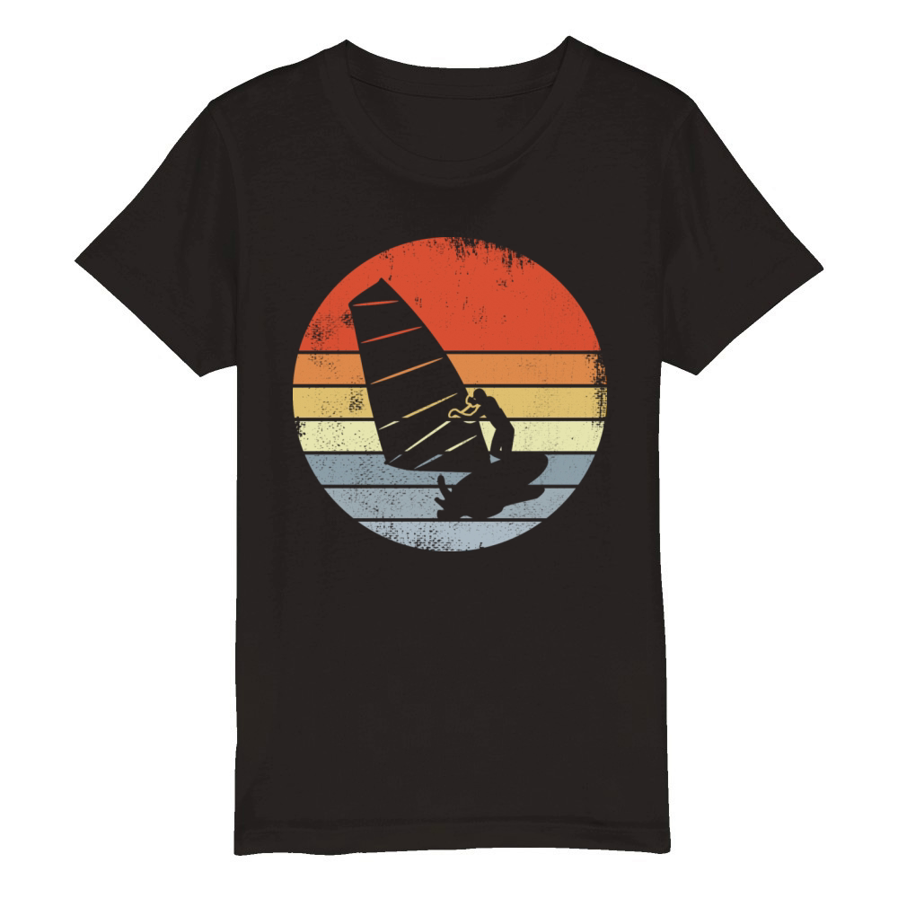 Vintage Windsurfer Sketch Organic Kids Crewneck T-shirt