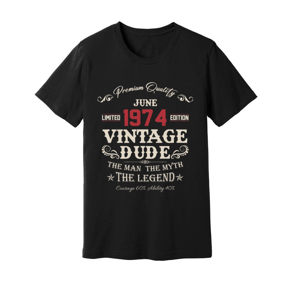 June 1974 Vintage Birthday Present Unisex Jersey Tee