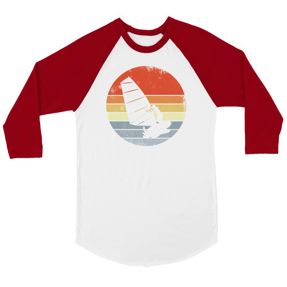 Vintage Windsurfer Sketch Unisex ¾ sleeve Raglan T-shirt