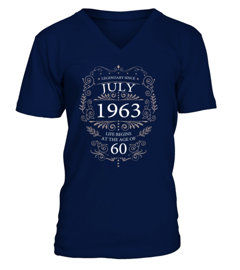 birthday Quotes 60th birthday july 1963 vintage V-Neck T-shirt
