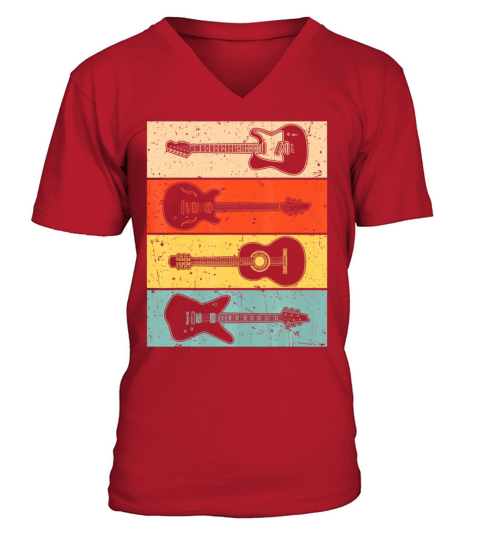 Cool Guitar Vintage Guitar Lovers Guitarist V-Neck T-shirt
