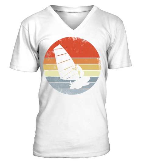 Vintage Windsurfer Sketch V-Neck T-shirt