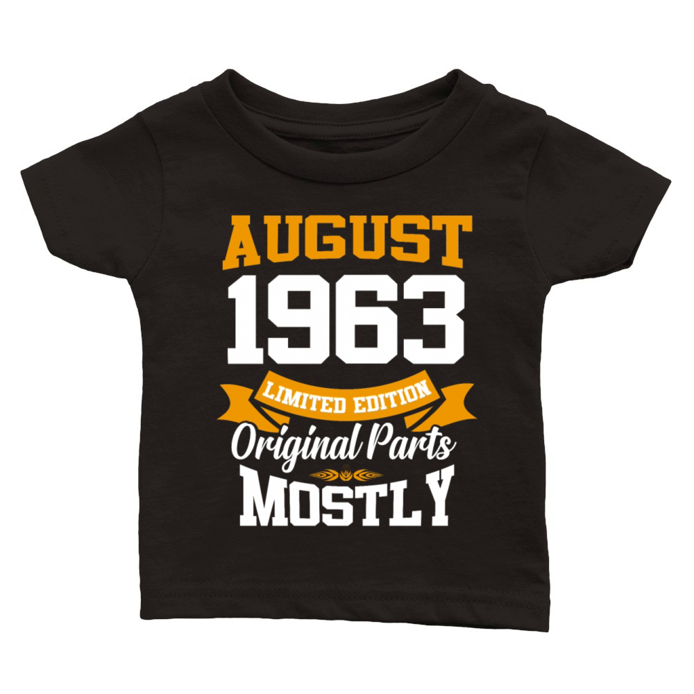 August 1963 Vintage Birthday Present Classic Baby Crewneck T-shirt