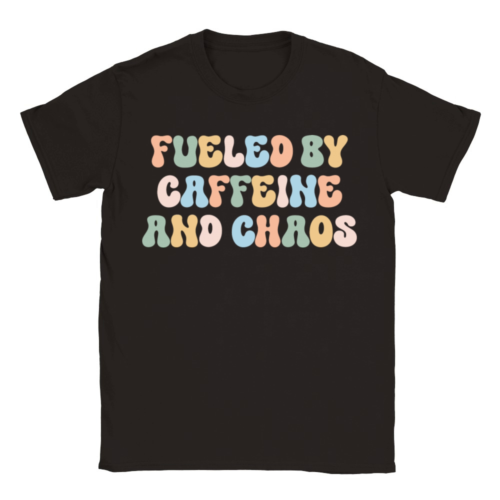 Fueled By Caffeine Chaos Funny Sarcastic Mom Quote Classic Kids Crewneck T-shirt