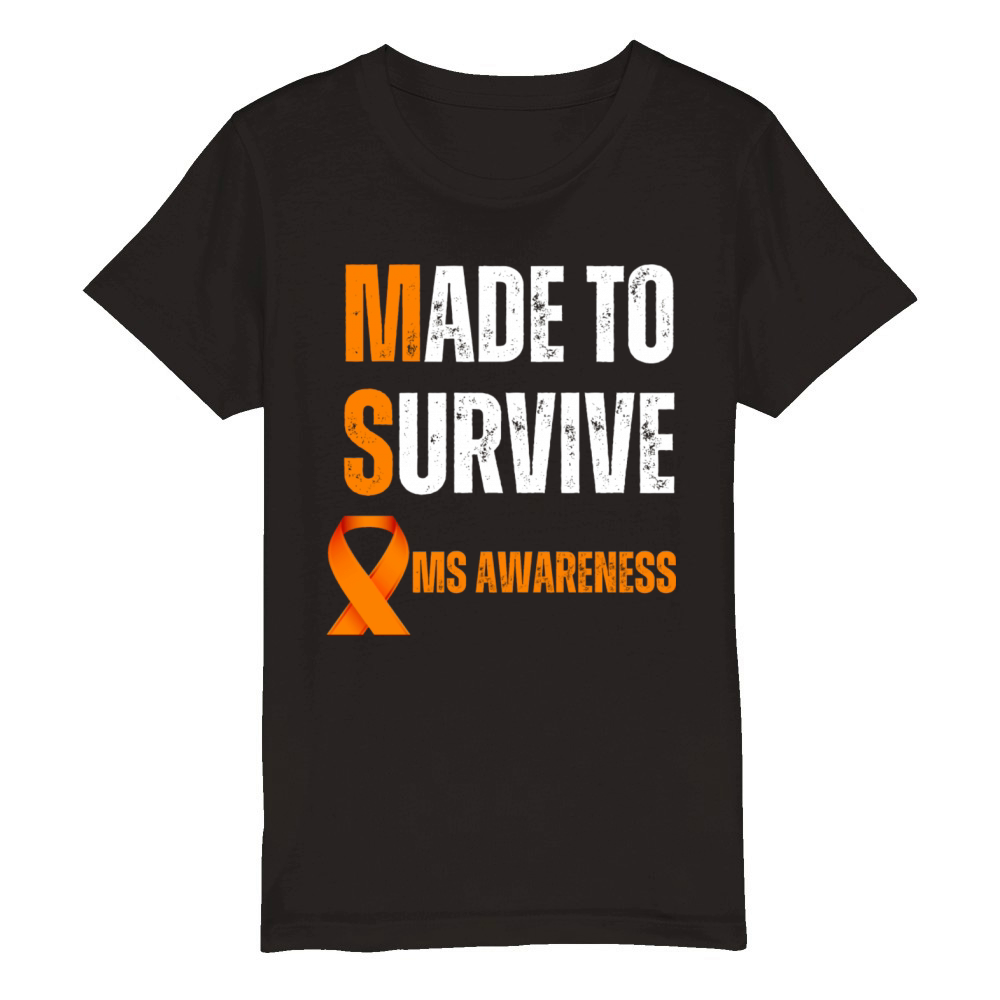 Made To Survive Ms Awareness Organic Kids Crewneck T-shirt