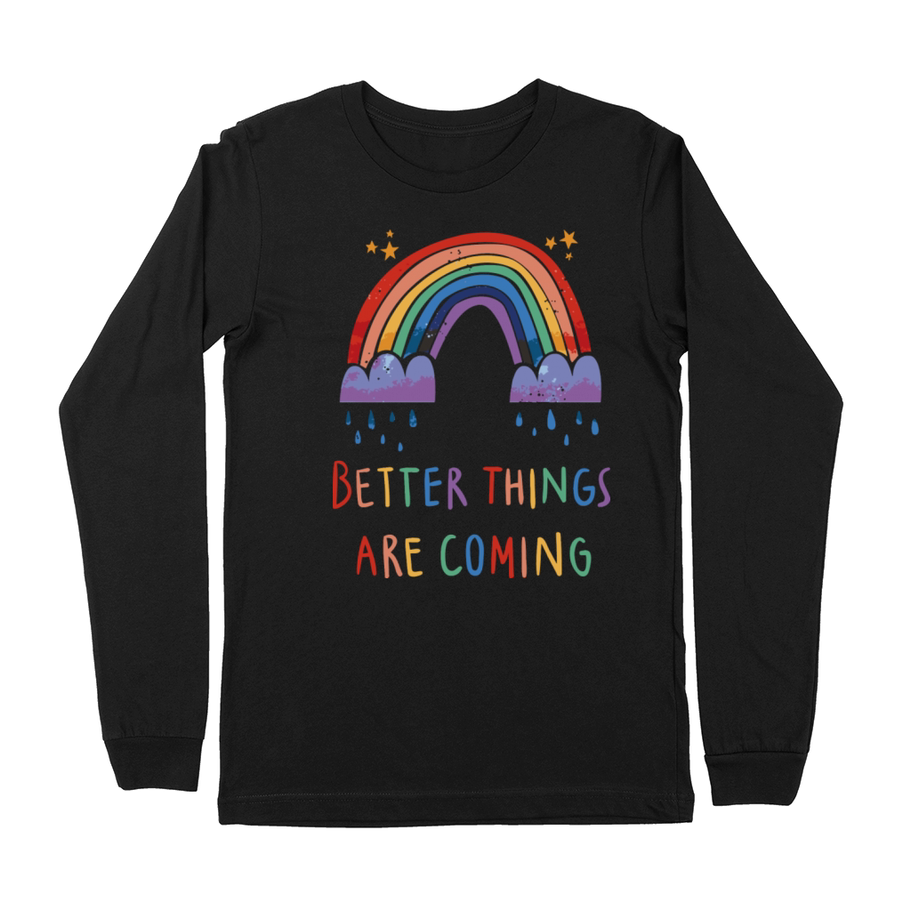 Rainbow Rain Motivational Quote A Rainbow And Premium Long Sleeve