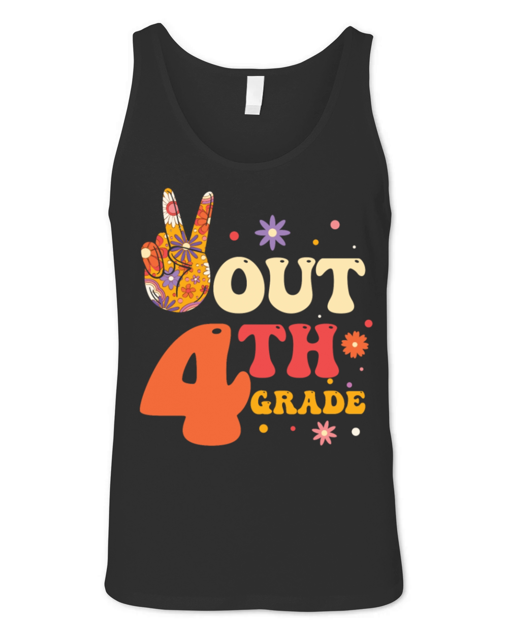 Peace Out 4th Grade Hippie Unisex Jersey Tank