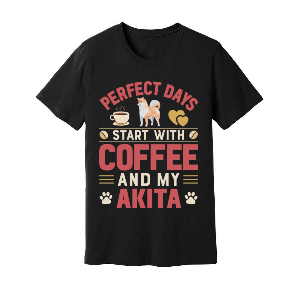 Perfect Days Start With Coffee And My Akita Unisex Jersey Tee