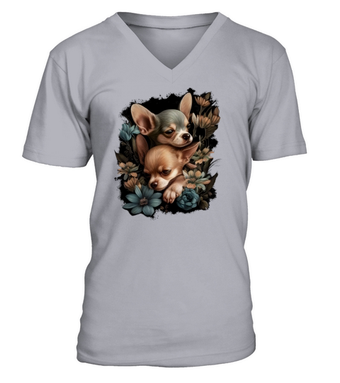 Chihuahua Puppys - Cute Dogs Little Love Heart V-Neck T-shirt
