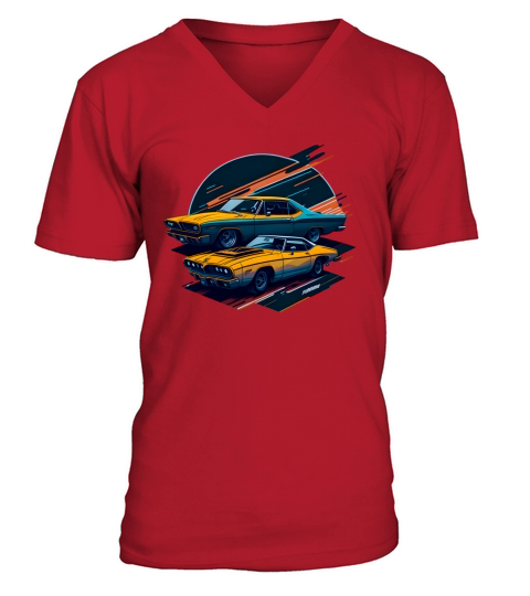 Classic Car Illustration V-Neck T-shirt