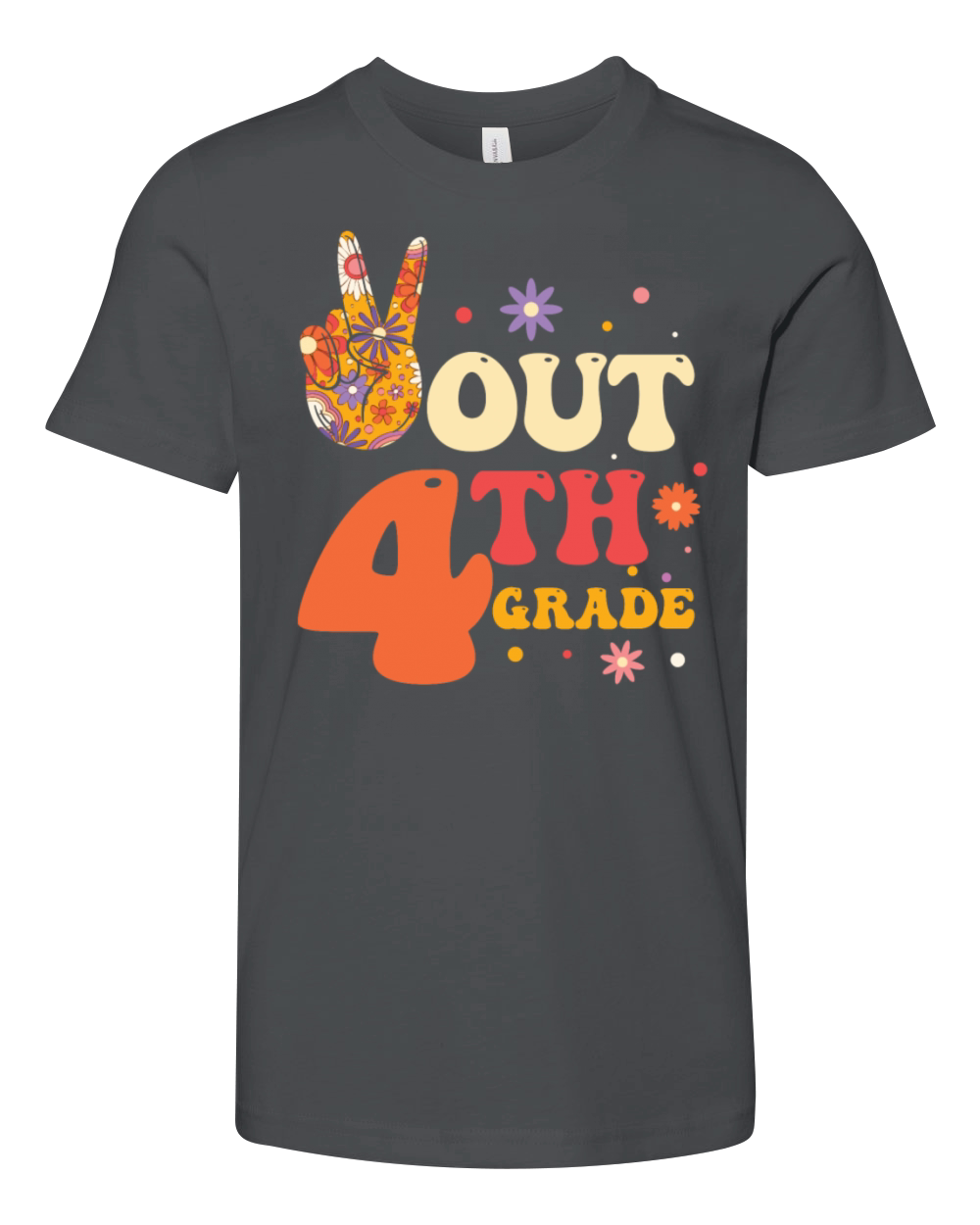 Peace Out 4th Grade Hippie Youth Unisex Jersey Tee