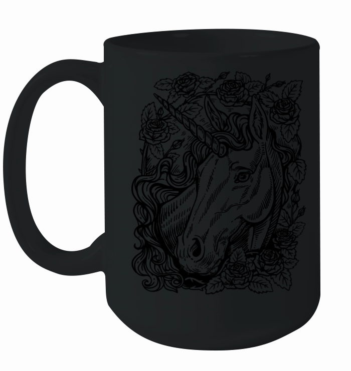 Unicorn Portrait With Roses Ceramic Mug