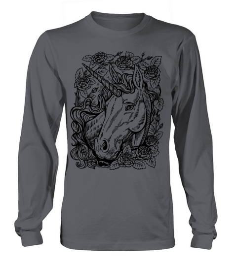 Unicorn Portrait With Roses Long sleeved Unisex
