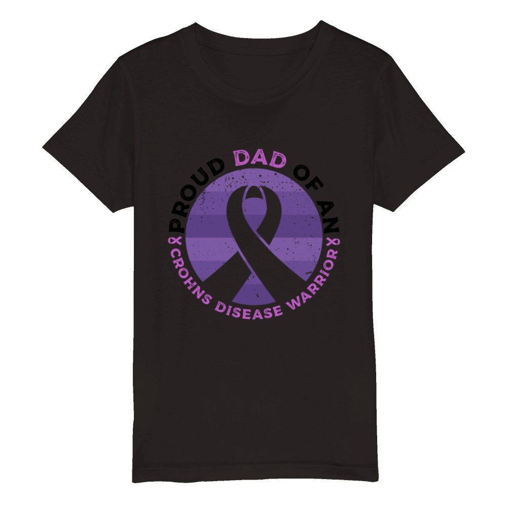 Proud Dad Of A Crohns Disease Warrior Purple Organic Kids Crewneck T-shirt