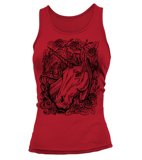 Unicorn Portrait With Roses Tank top Woman