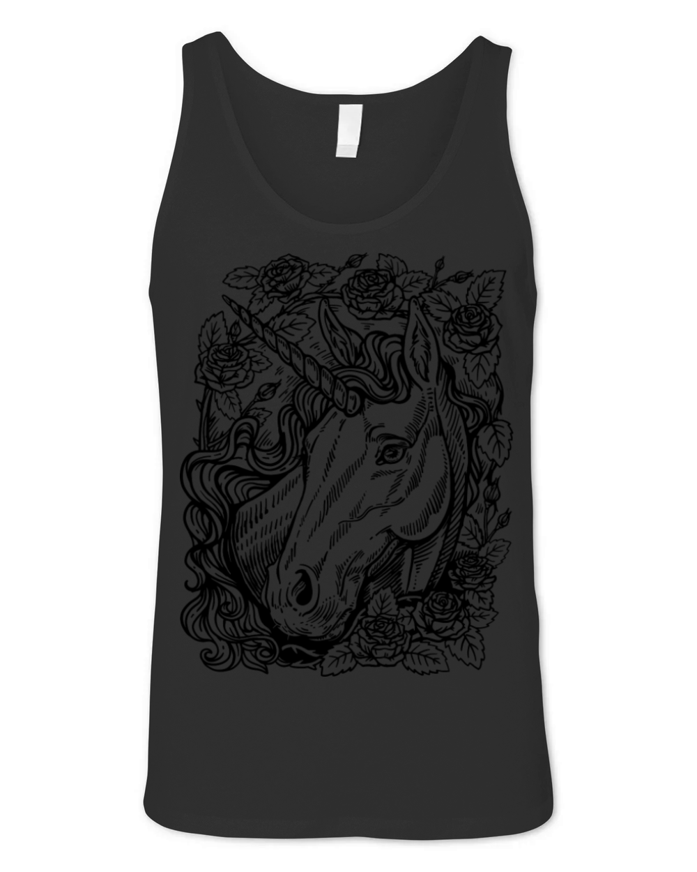 Unicorn Portrait With Roses Unisex Jersey Tank
