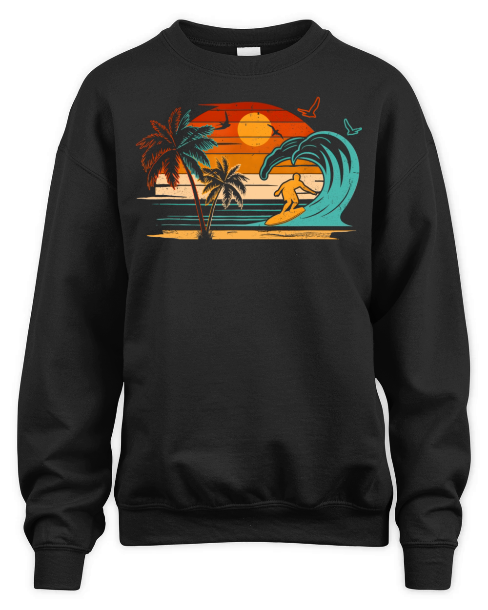 Vintage Surfer Retro Surfing Beach Surf Unisex Premium Crewneck Sweatshirt