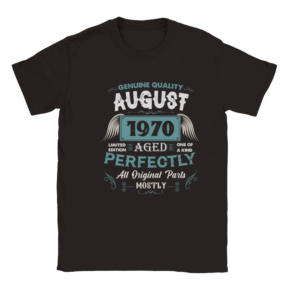 August 1970 Vintage Birthday Present Classic Kids Crewneck T-shirt
