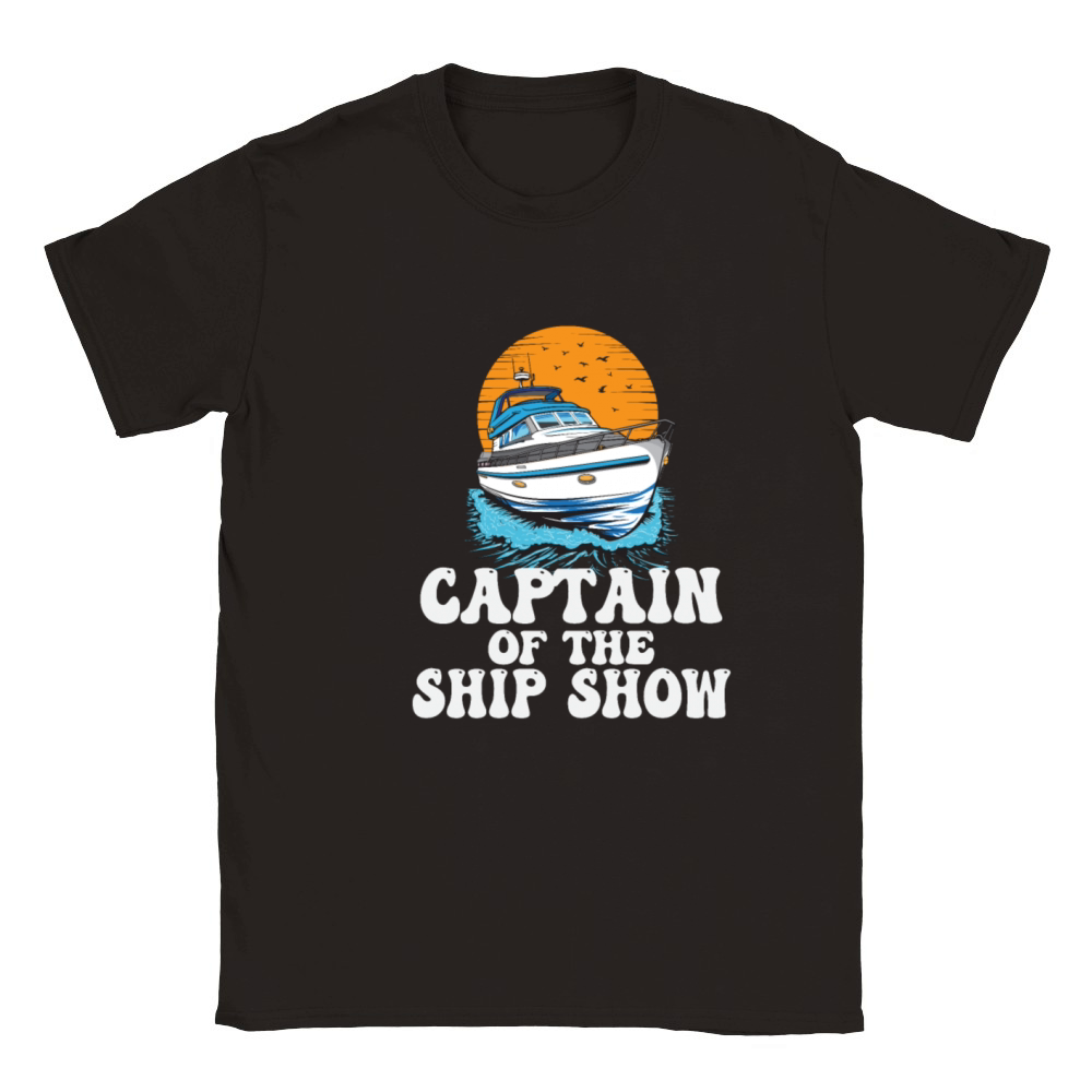 Captain Of The Ship Show Boating Pun Motorboat Classic Kids Crewneck T-shirt