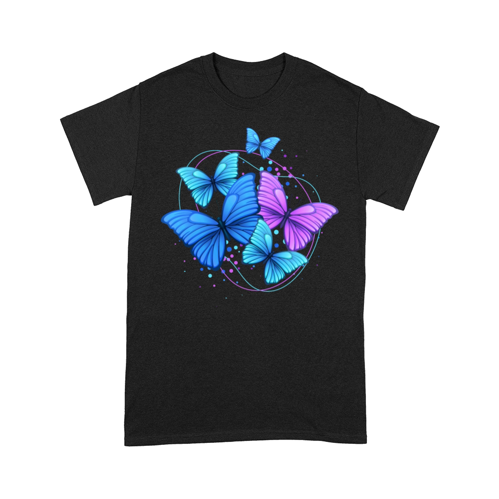 Purple Blue Bright Modern Flying Butterflies Comfort T-shirt