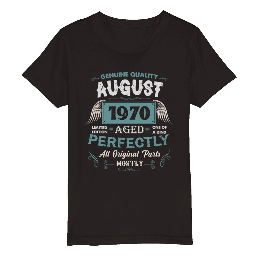 August 1970 Vintage Birthday Present Organic Kids Crewneck T-shirt