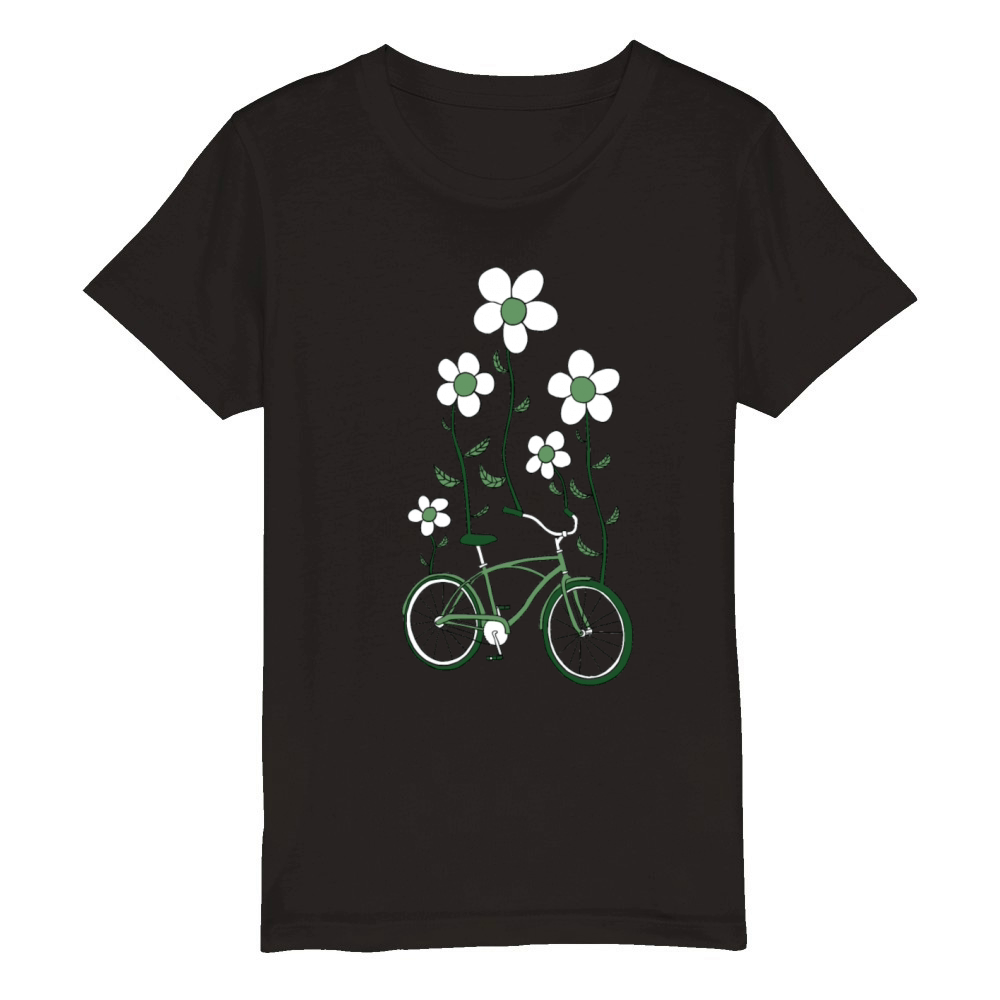 bike flowers shirt Organic Kids Crewneck T-shirt