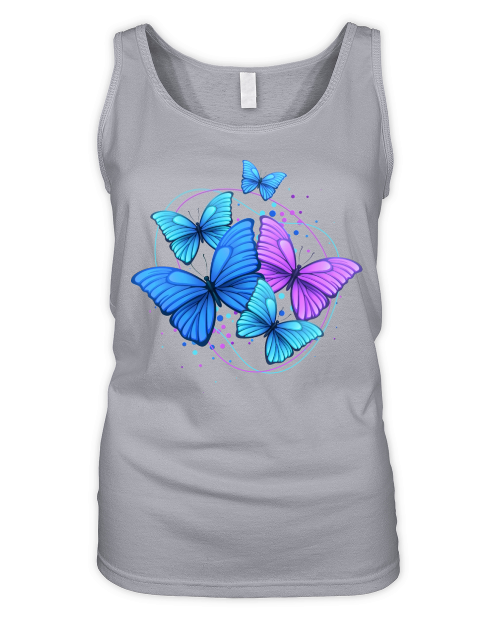 Purple Blue Bright Modern Flying Butterflies Organic Women's Tank Top