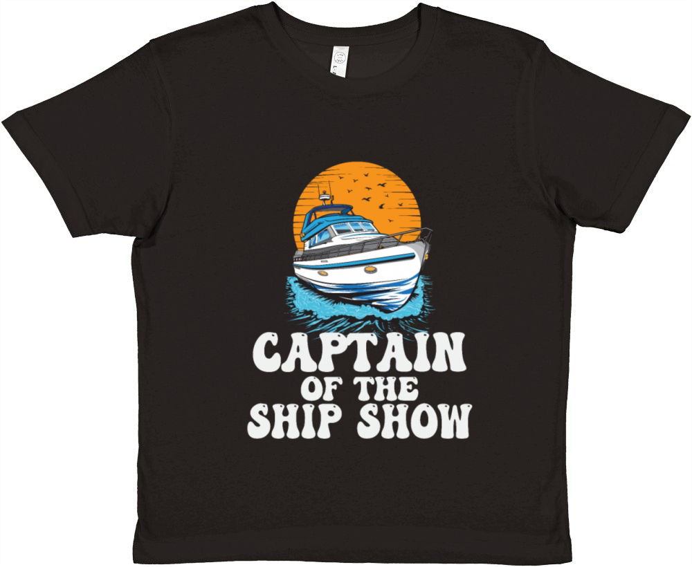 Captain Of The Ship Show Boating Pun Motorboat Premium Kids Crewneck T-shirt