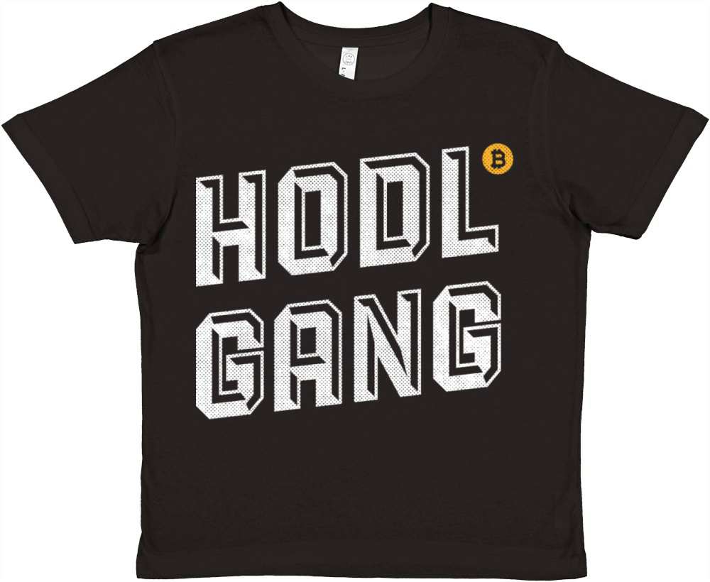 Funny Hodl Gang Quote Bitcoin Logo S Premium Kids Crewneck T-shirt