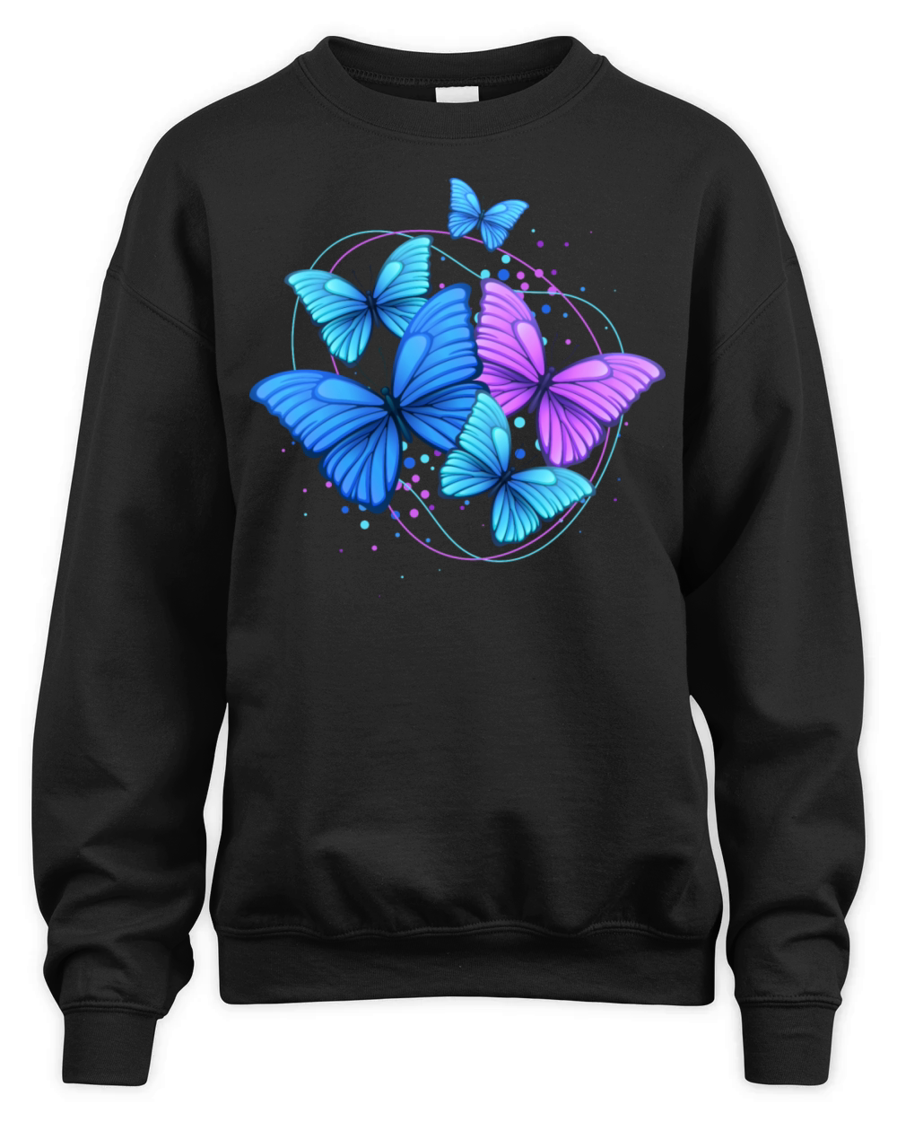 Purple Blue Bright Modern Flying Butterflies Unisex Premium Crewneck Sweatshirt