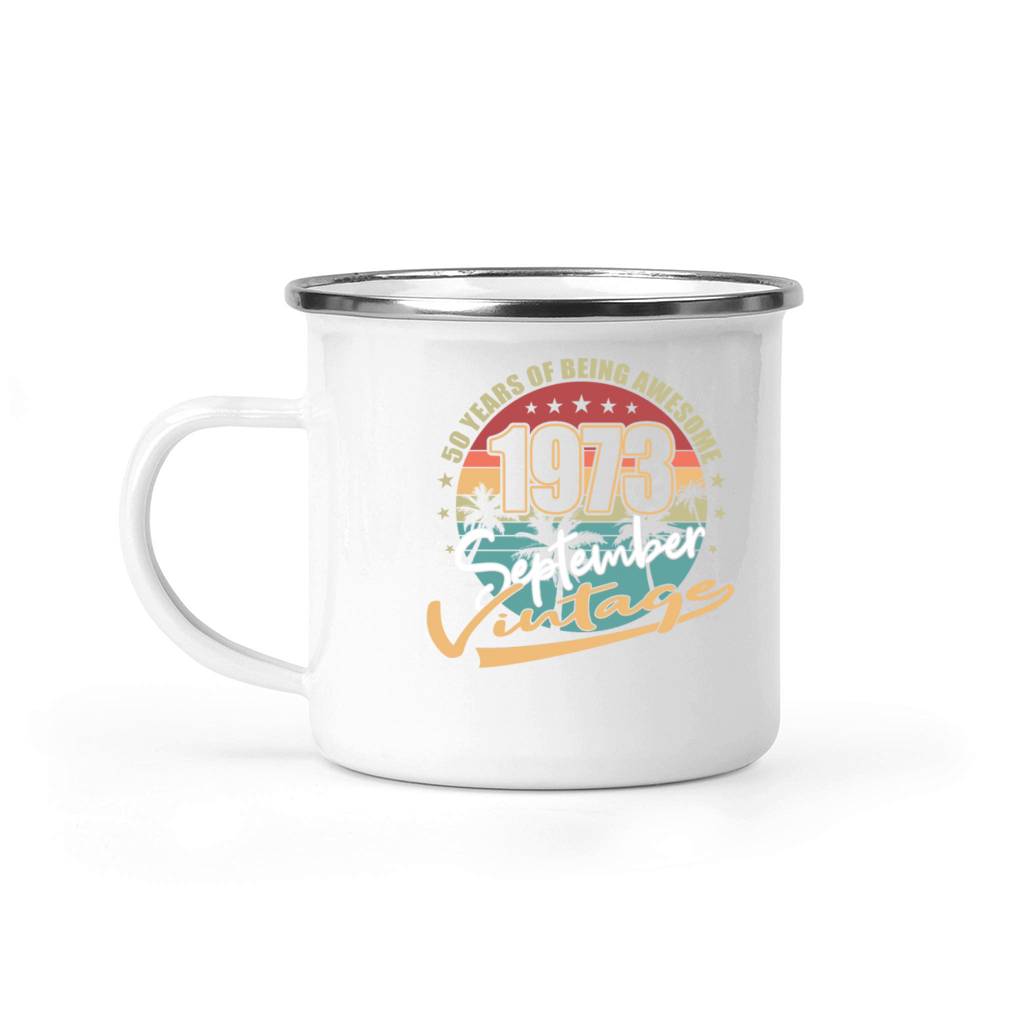50th birthday september 1973 vintage 1973 Camping Mug