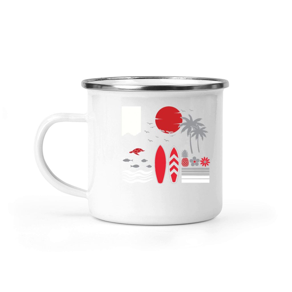 Hawaii Summer Palm Tree Surf Hello Summer Camping Mug