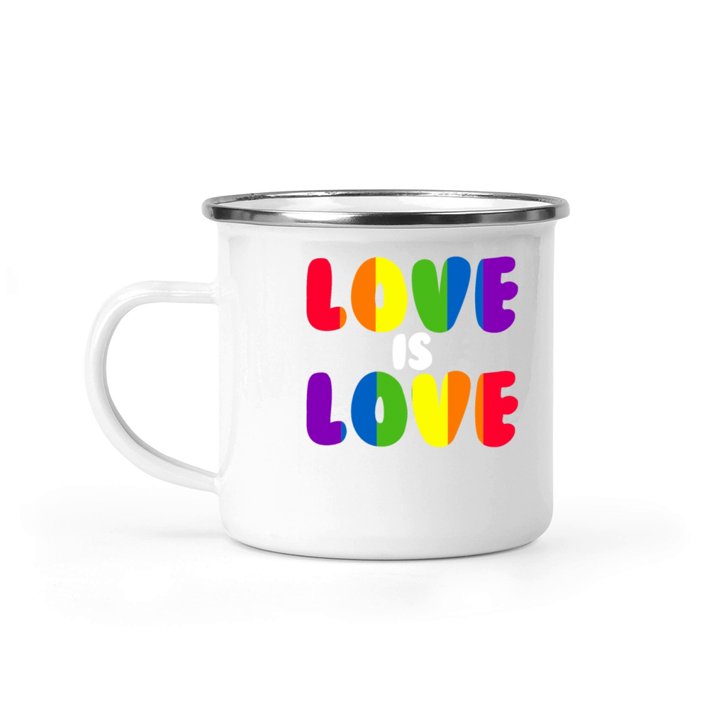 Love Is Love Rainbow LGBTQ Gay Pride Love Is Love Camping Mug