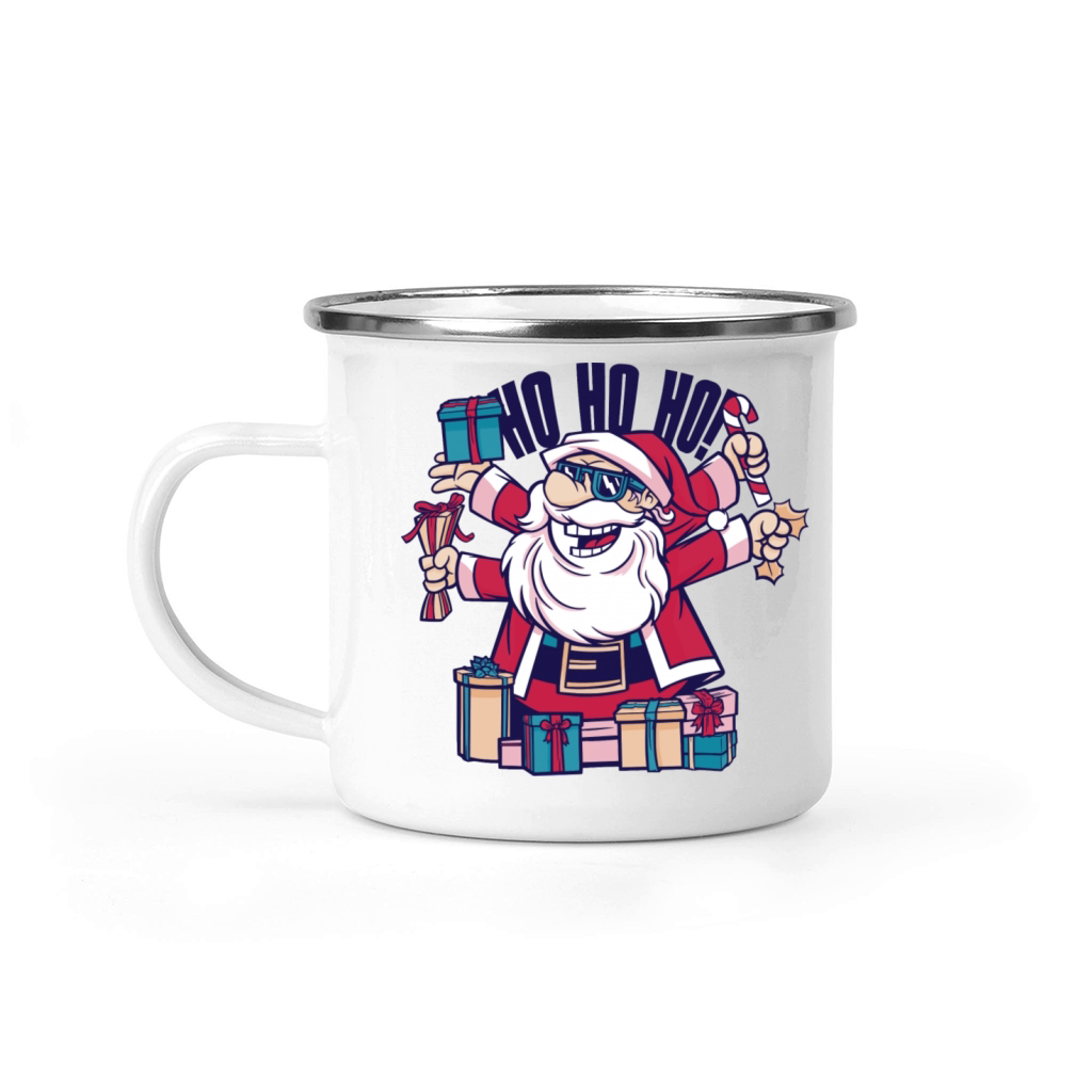 Santa Smiling With s And The Quote Ho Ho Ho Camping Mug