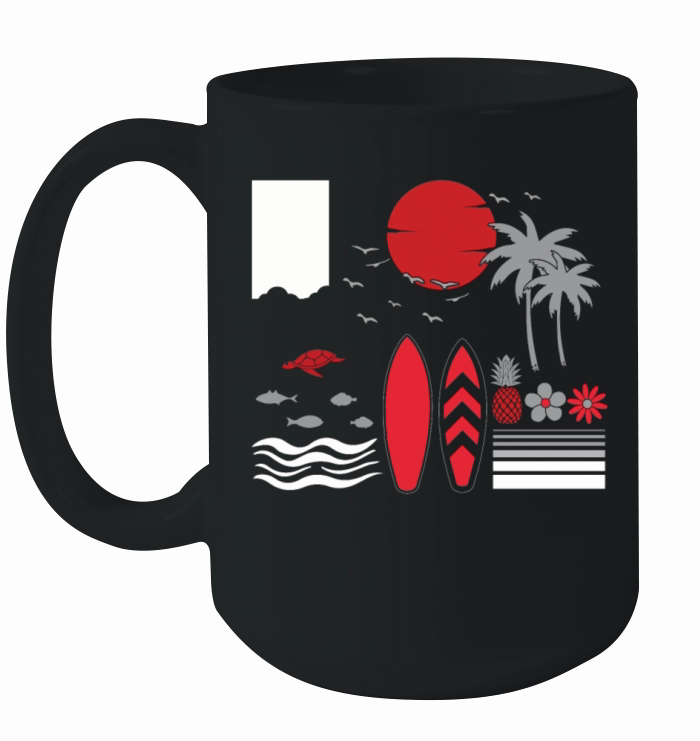 Hawaii Summer Palm Tree Surf Hello Summer Ceramic Mug
