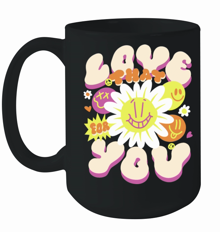 Hippie Love Quote Lettering Flowers Ceramic Mug