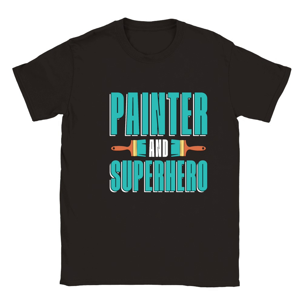 Painter And Superhero Loves Paint Brush Painting Classic Kids Crewneck T-shirt