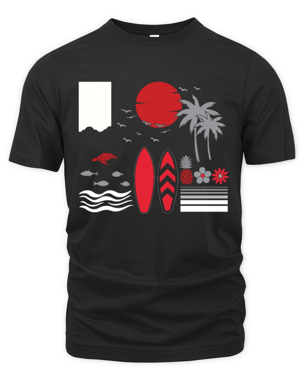Hawaii Summer Palm Tree Surf Hello Summer Organic Unisex T-shirt
