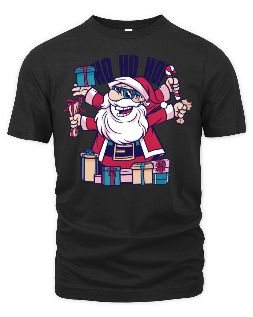 Santa Smiling With s And The Quote Ho Ho Ho Organic Unisex T-shirt