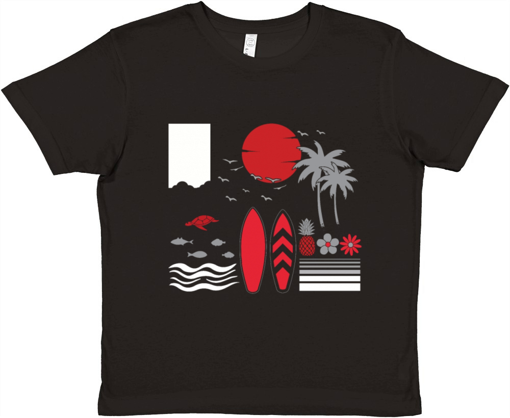 Hawaii Summer Palm Tree Surf Hello Summer Premium Kids Crewneck T-shirt